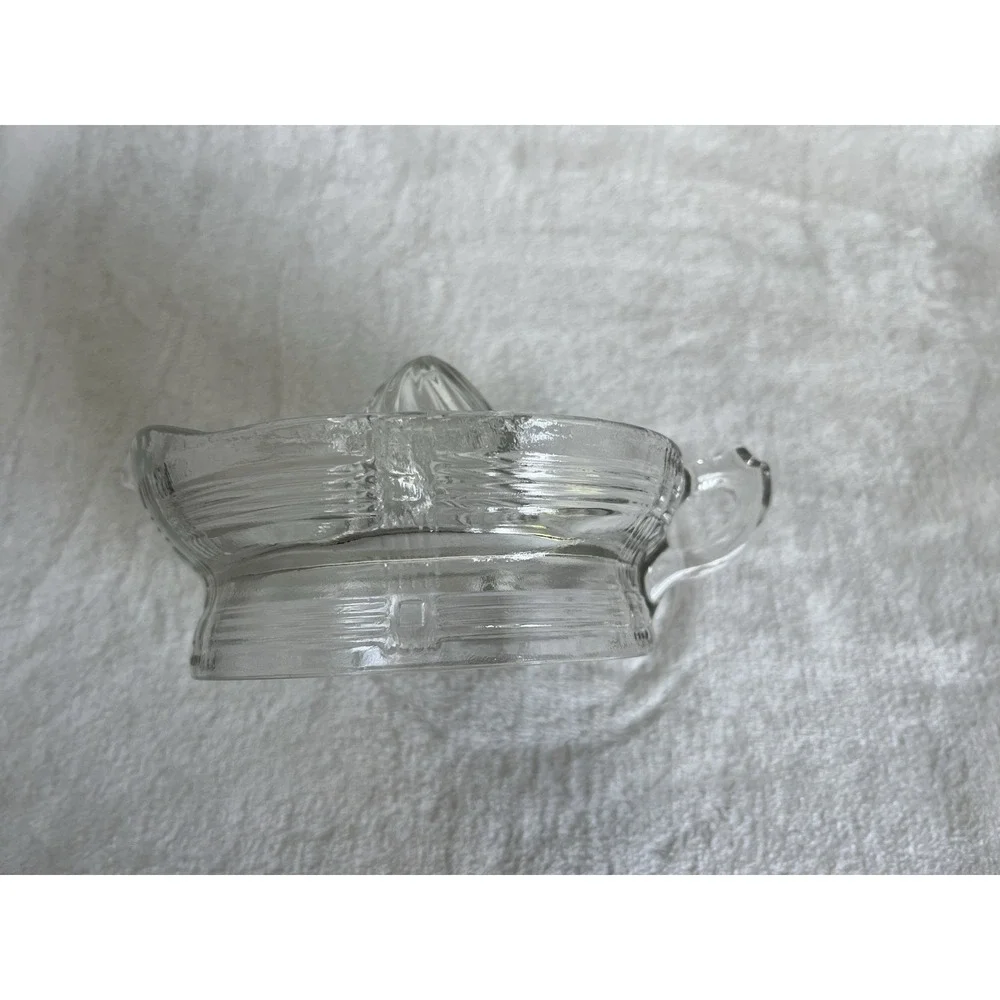 VTG Depression ‎ Glass Hazel Atlas Criss Cross Pattern Clear  Citrus Reamer  6